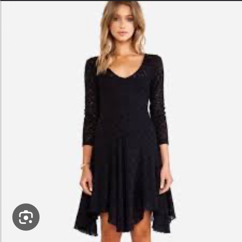Free People Black 3/4 Sleeve Dress